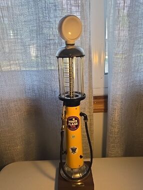 Vintage White Flash Plus Yellow Gas Pump Decor